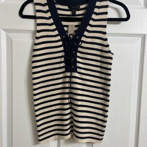 J. Crew Navy and Cream Striped Women's sweater tank